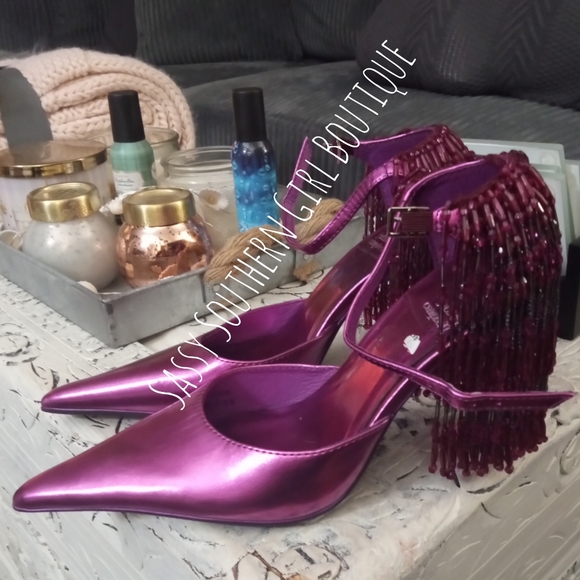 🆕⭐ Jeffrey Campbell purple showstopper beaded heels - Picture 9 of 15